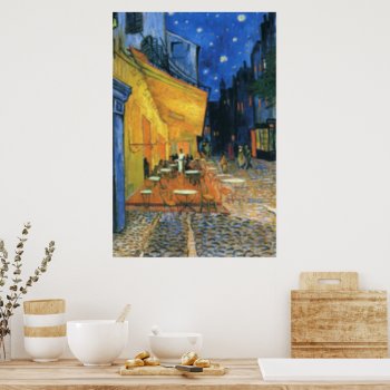 Cafe Terrace At Night Poster by PawsitiveDesigns at Zazzle