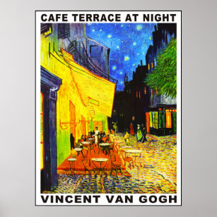 Cafe Terrace at Night Poster