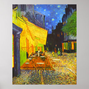 Cafe Terrace at Night Poster