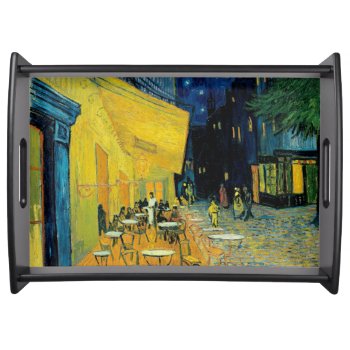Café Terrace At Night Serving Tray by vintage_gift_shop at Zazzle