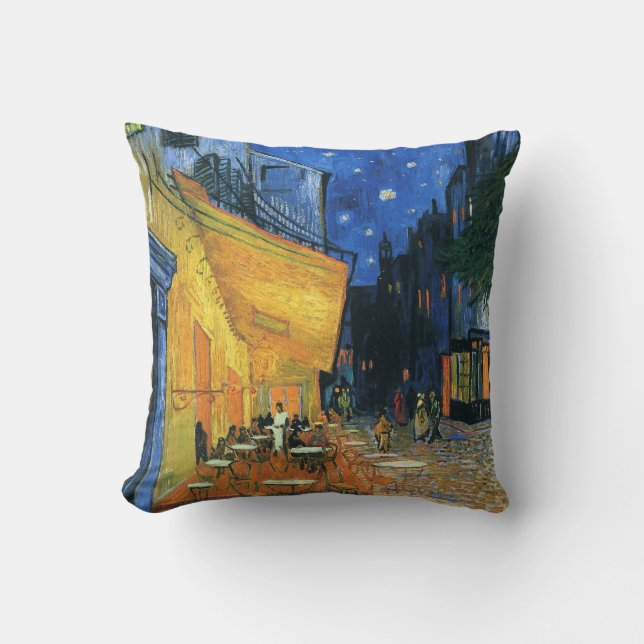 Café Terrace at Night Throw Pillow (Front)