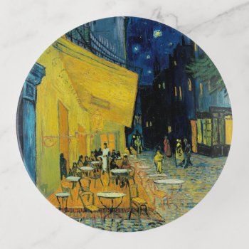 Café Terrace At Night Trinket Tray by vintage_gift_shop at Zazzle