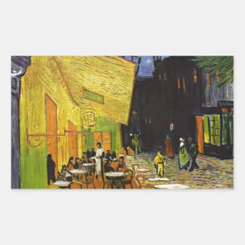 Cafe Terrace at Night Van Gogh Rectangular Sticker