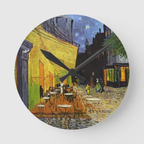 Cafe Terrace at Night Van Gogh Round Clock
