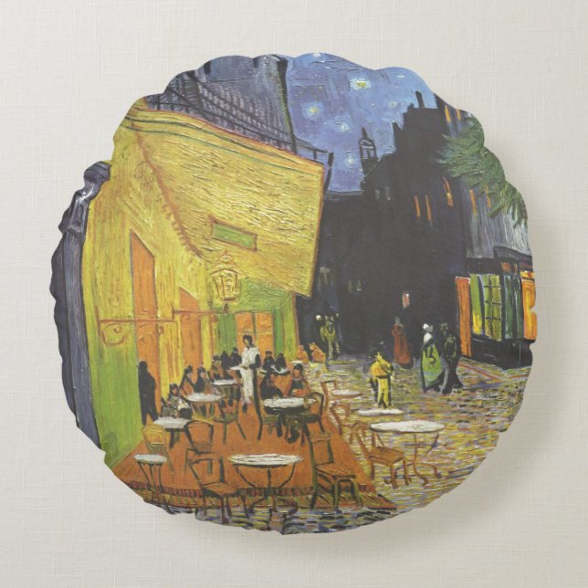 Cafe Terrace at Night Van Gogh Round Pillow (Front)
