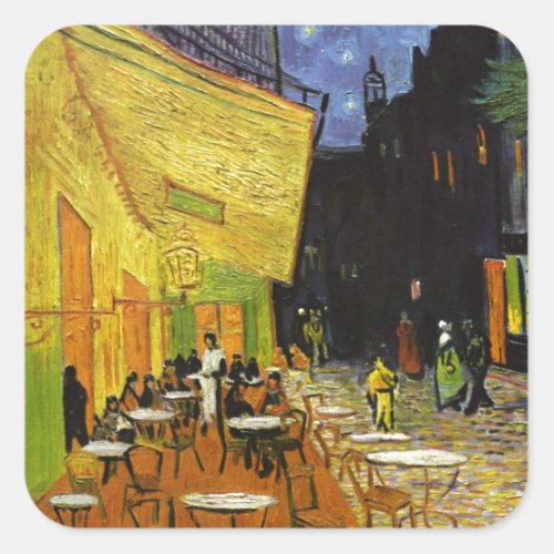 Cafe Terrace at Night Van Gogh Square Sticker