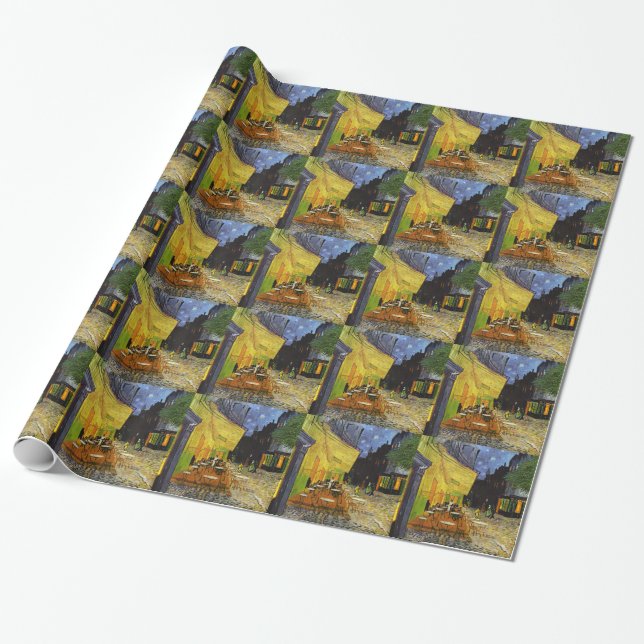 Cafe Terrace at Night Van Gogh Wrapping Paper (Unrolled)
