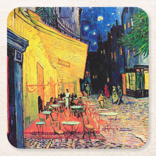 Cafe Terrace at Night Vincent van Gogh 1888 Square Paper Coaster
