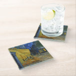Cafe Terrace at Night | Vincent van Gogh Glass Coaster<br><div class="desc">Cafe Terrace at Night (1888) by Vincent van Gogh is a luminous and iconic depiction of a cozy outdoor café in Arles, France, under a starry evening sky. The vibrant yellow glow of the café contrasts beautifully with the deep blue of the night, creating a warm, inviting ambiance. Van Gogh’s...</div>