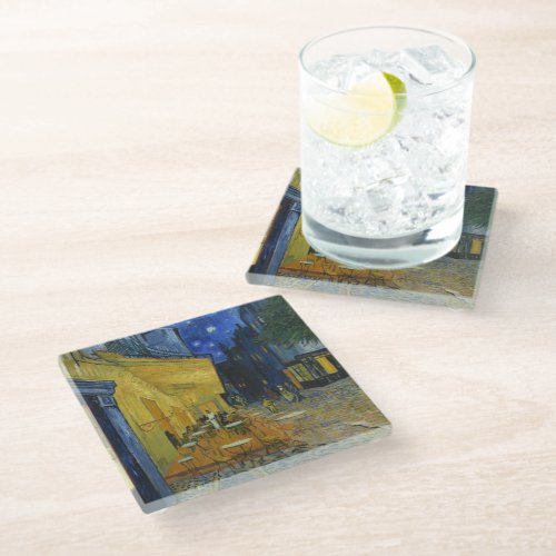 Cafe Terrace at Night  Vincent Van Gogh Glass Coaster