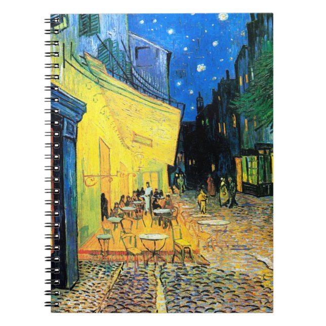 Café Terrace at Night Vincent Van Gogh spiral Notebook (Front)