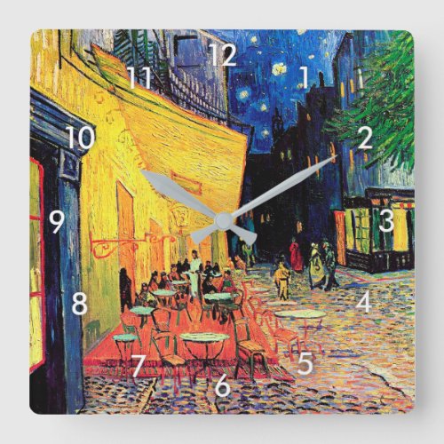 Cafe Terrace at Night Vincent van Gogh Square Wall Clock