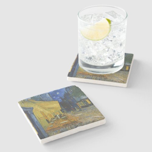 Cafe Terrace at Night  Vincent Van Gogh Stone Coaster