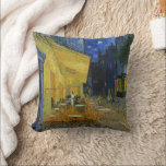 Cafe Terrace at Night | Vincent van Gogh Throw Pillow<br><div class="desc">Cafe Terrace at Night (1888) by Vincent van Gogh is a luminous and iconic depiction of a cozy outdoor café in Arles, France, under a starry evening sky. The vibrant yellow glow of the café contrasts beautifully with the deep blue of the night, creating a warm, inviting ambiance. Van Gogh’s...</div>