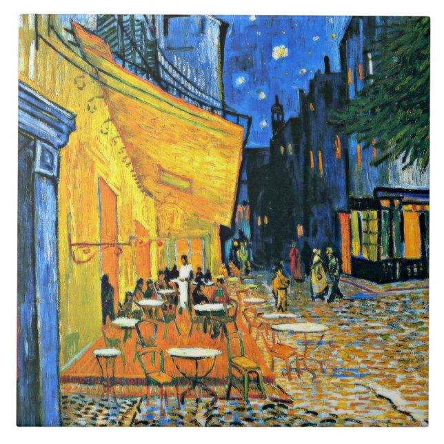 Cafe Terrace by Vincent van Gogh, Ceramic Tile (Front)