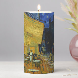 Café Terrace by Vincent Van Gogh Pillar Candle