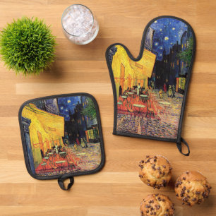 Cafe Terrace on Place du Forum by Vincent van Gogh Oven Mitt & Pot Holder Set
