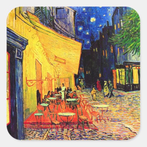 Cafe Terrace Place du Forum Van Gogh Fine Art Square Sticker