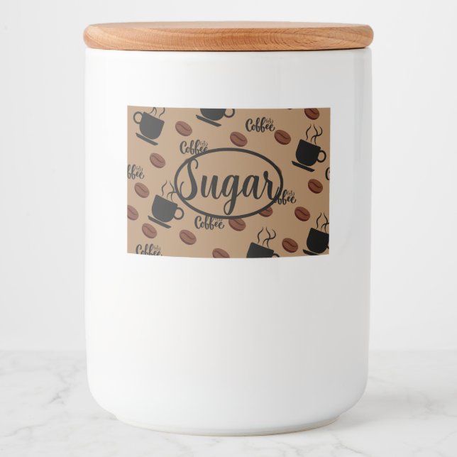 Cafe Themed Coffee Kitchen Canister  Sugar Label (Front)