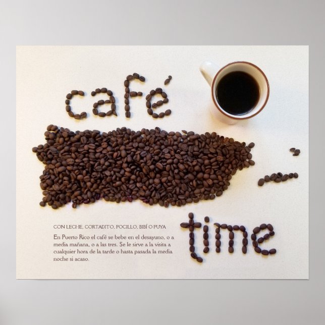 Cafe Time Puerto Rico Coffee Beans Photography Poster (Front)