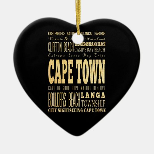 Cafe Town City of South Africa Typography Art Ceramic Ornament