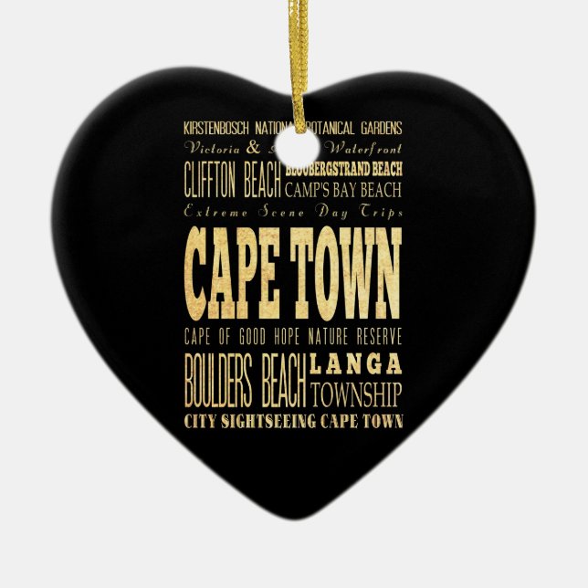 Cafe Town City of South Africa Typography Art Ceramic Ornament (Front)