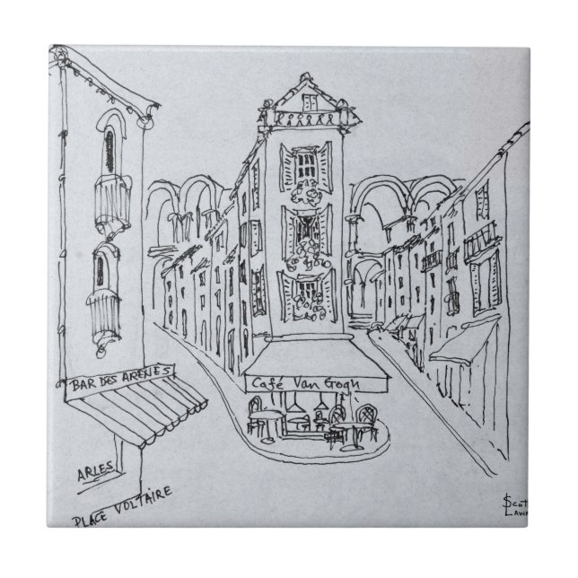Cafe Van Gogh, Place Voltaire, Arles, France Ceramic Tile (Front)