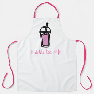 Cafe waitress milk tea bubble tea pink and white apron