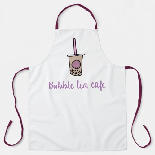 Cafe waitress milk tea bubble tea purple and white apron