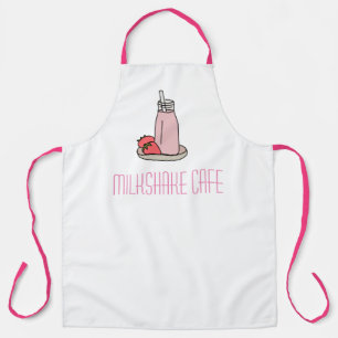 Cafe waitress milkshake pink and white apron