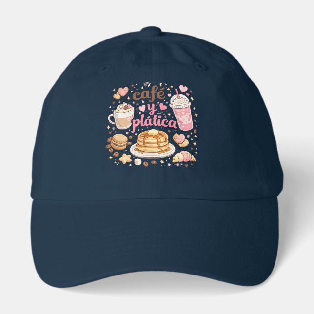 Café y Plática Cute Coffee Lover Baseball Hat (Front)