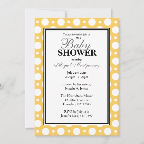 Cafe Yellow Assorted Polka Dots Baby Shower Invitation