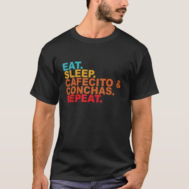 Cafecito Cafe Conchas Funny Cute Spanish Pun Coffe T-Shirt (Front)