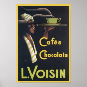 Cafes Chocolats L. Voisin Vintage Ad Poster