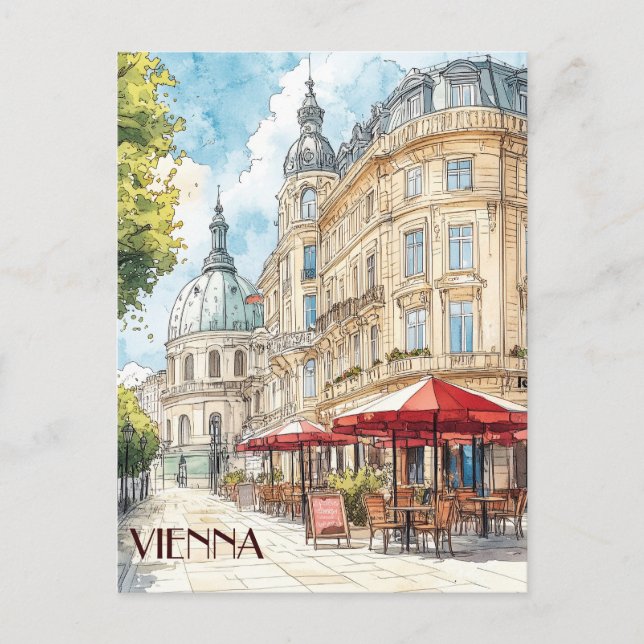 Cafes of Vienna Austria Travel Postcard (Front)