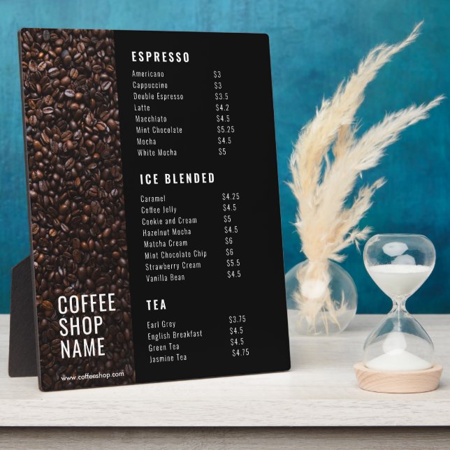 Cafeteria Logo Copper Black Chalkboard Price List Plaque (Side)