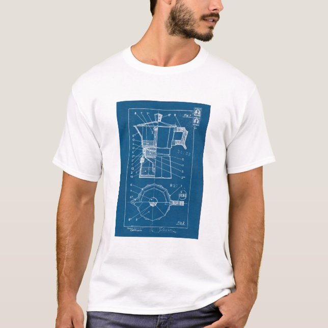 cafetiere moka bialetti blueprint plan T-Shirt (Front)