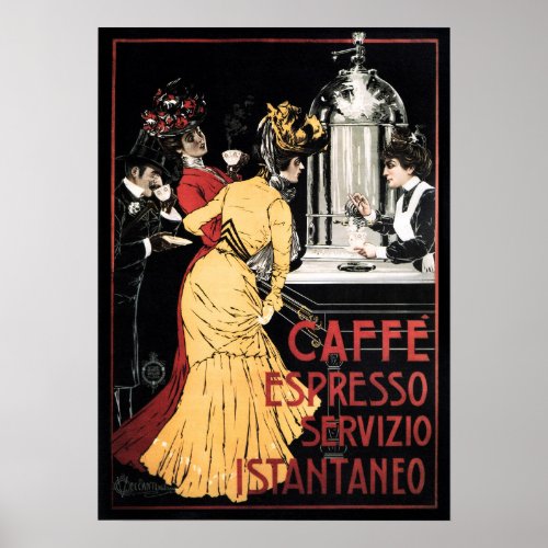 CAFFE ESPRESSO SERVIZIO ISTANTANEO Coffee Italian Poster