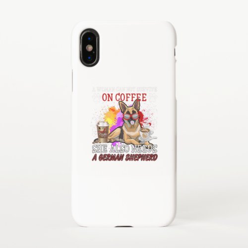 caffee and dog _ coffee and german shepherd iPhone x case