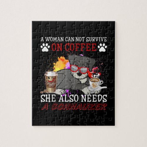 Caffee And Dog _ Coffee And Schnauzer Jigsaw Puzzle