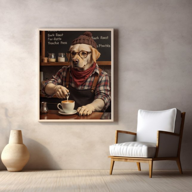 Caffeinated Canine In Cozy Flannel Poster (Creator Uploaded)