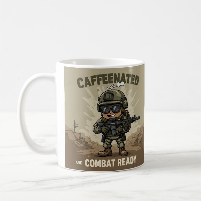 Caffeinated & Combat Ready - Patriotic Coffee Mug (Left)