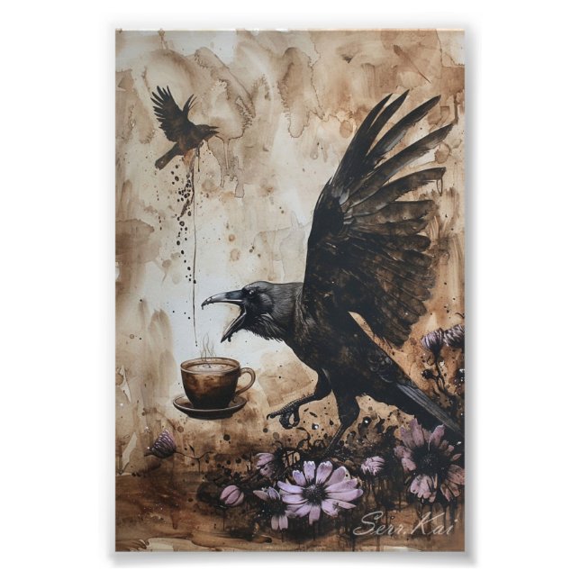 Caffeinated Corvid Photo Print (Front)
