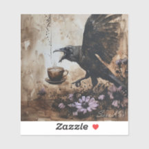 Caffeinated Corvid Sticker