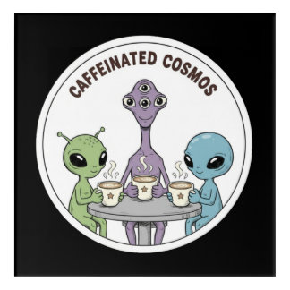 Caffeinated Cosmos Cute Funny Alien Coffee Acrylic Print