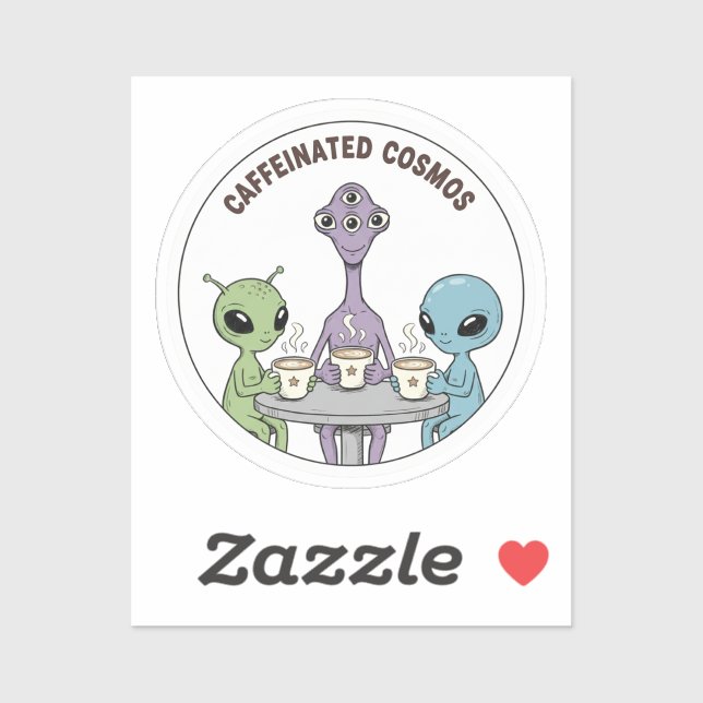 Caffeinated Cosmos Cute Funny Alien Coffee Sticker (Sheet)