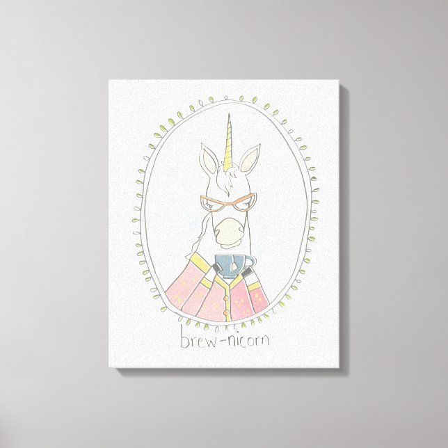 Caffeinated Cutie | Brew Unicorn Canvas Print (Front)