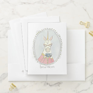 Caffeinated Cutie   Brew Unicorn Pocket Folder