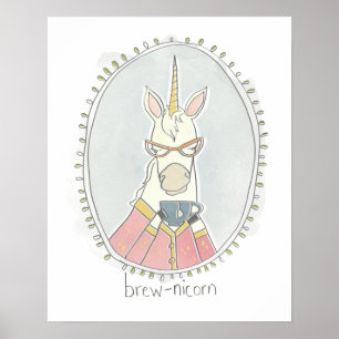Caffeinated Cutie Brew Unicorn Poster