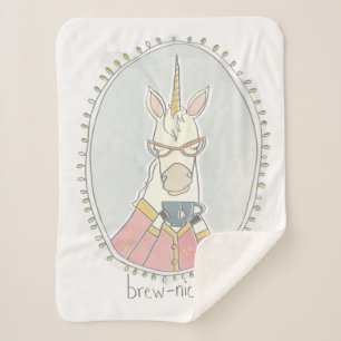Caffeinated Cutie   Brew Unicorn Sherpa Blanket